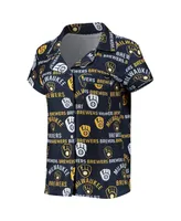 Women's Concepts Sport Navy Milwaukee Brewers Flagship Allover Print Top and Shorts Sleep Set