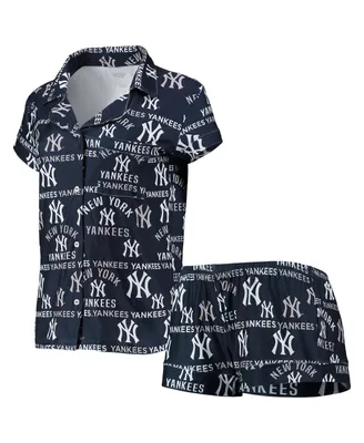 Women's Concepts Sport Navy New York Yankees Flagship Allover Print Top and Shorts Sleep Set