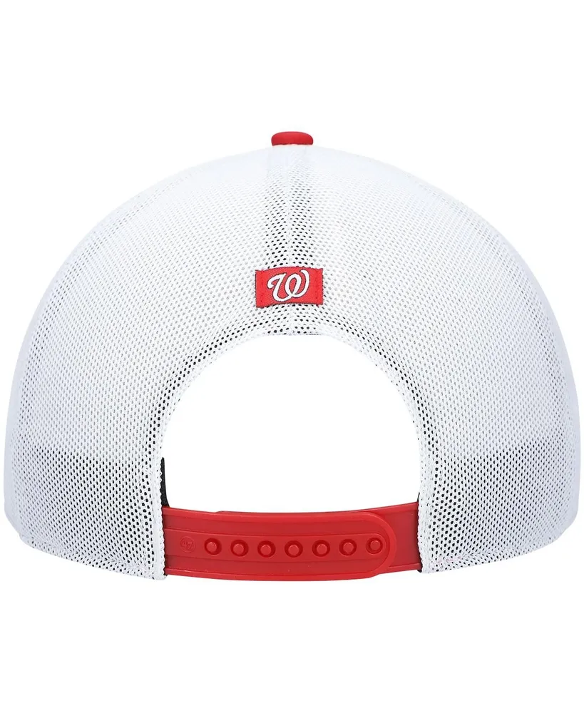 Men's '47 Red and White Washington Nationals Burden Trucker Snapback Hat