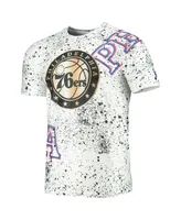 Men's White Philadelphia 76Ers Gold Foil Splatter Print T-shirt