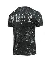 Men's Black Brooklyn Nets Splatter Print T-shirt