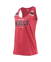 Women's New Era Heather Red Chicago Bulls Scoop-Neck Racerback Tank Top