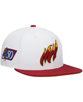 Men's Mitchell & Ness White and Red Miami Heat Hardwood Classics 50th Anniversary Snapback Hat