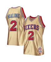 Men's Mitchell & Ness Moses Malone Gold Philadelphia 76ers 75th Anniversary 1982-83 Hardwood Classics Swingman Jersey