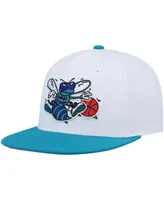 Men's Mitchell & Ness White and Teal Charlotte Hornets Hardwood Classics Snapback Hat