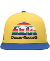 Men's Mitchell & Ness Gold and Royal Denver Nuggets Hardwood Classics Snapback Hat