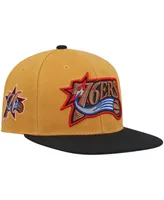 Men's Mitchell & Ness Gold and Black Philadelphia 76ers Hardwood Classics Snapback Hat