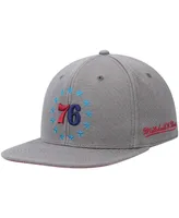 Men's Mitchell & Ness Charcoal Philadelphia 76ers Hardwood Classics 60th Anniversary Carbon Cabernet Fitted Hat