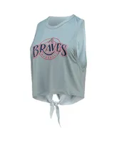 Women's The Wild Collective Light Blue Atlanta Braves Open Back Twist-Tie Tank Top