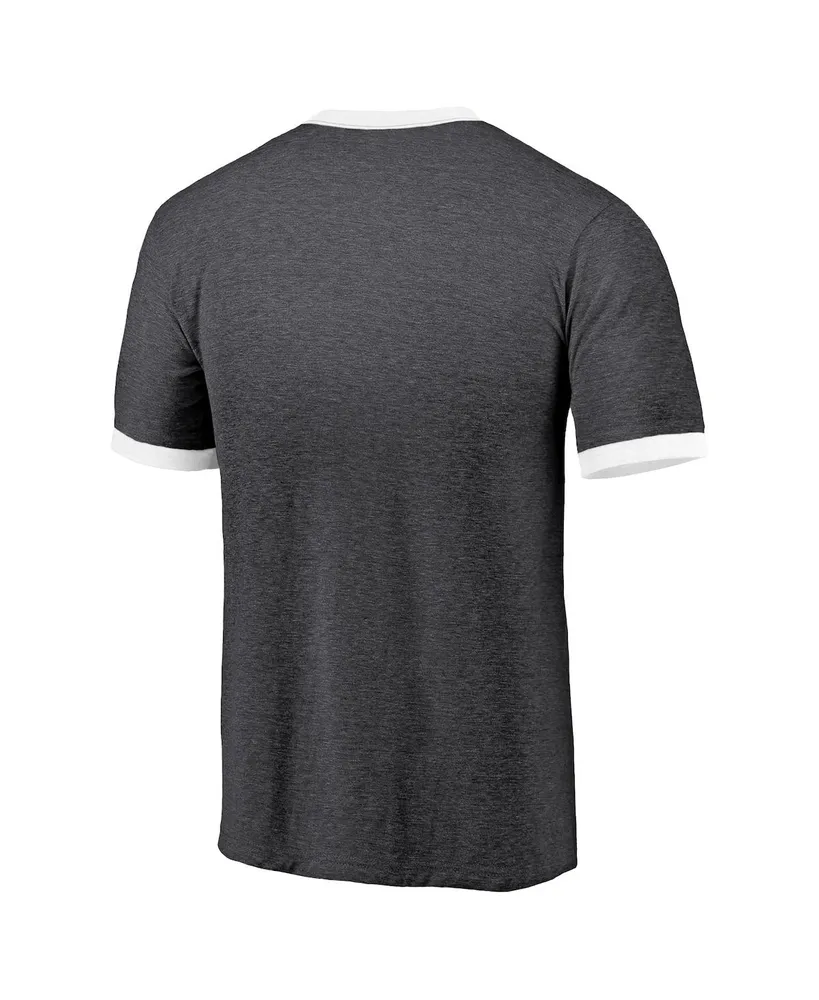 Men's Majestic Threads Heathered Black Vegas Golden Knights Ringer Contrast Tri-Blend T-shirt