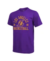 Men's Majestic Threads Heathered Purple Los Angeles Lakers Ball Hog Logo Tri-Blend T-shirt