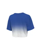 Women's Majestic Threads Royal and White Philadelphia 76ers Repeat Dip-Dye Cropped T-shirt