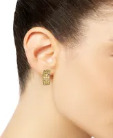 Multi-Gemstone Openwork Textured Small Hoop Earrings (1-1/4 ct. t.w.) in 14k Gold-Plated Sterling Silver, 0.56"