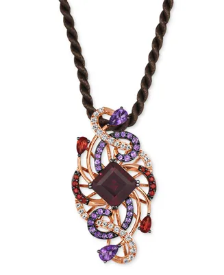 Le Vian Crazy Collection Multi-Gemstone Swirl Silk Cord 20" Pendant Necklace (8