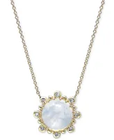 Anzie Moonstone & Diamond (1/8 ct. t.w.) Pendant Necklace in 14k Gold, 16" + 1" extender