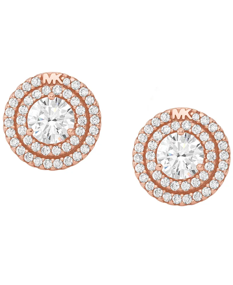 Michael Kors Sterling Silver Pave Halo Stud Earrings