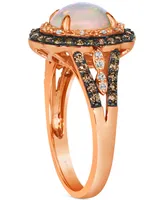 Le Vian Neopolitan Opal (7/8 ct. t.w.) & Diamond (1/2 ct. t.w.) Halo Ring in 14k Rose Gold