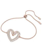 Swarovski Rose Gold-Tone Pave Swan Heart Slider Bracelet - Rose Gold