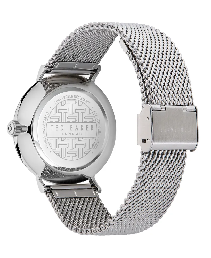 Ted Baker Men's Phylipa Silver-Tone Stainless Steel Mesh Watch 43mm