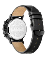 Ted Baker Men's Barnett Backlight Black Leather Strap Watch 41mm