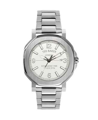 Ted Baker Men's Actonn Silver-Tone Stainless Steel Bracelet Watch 44mm - Silver