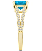 Macy's Blue Topaz and Diamond Accent Ring 14K Yellow Gold