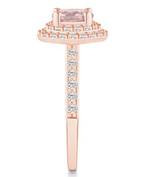 Macy's Morganite and Diamond Accent Halo Ring 14K Rose Gold