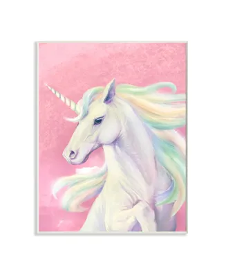 Stupell Industries Pink Unicorn Portrait Playful Rainbow Hair Art, 10" x 15" - Multi