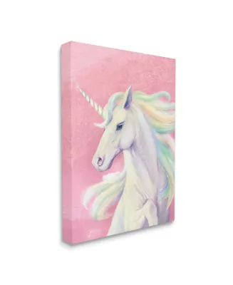 Stupell Industries Pink Unicorn Portrait Playful Rainbow Hair Art, 16" x 20" - Multi