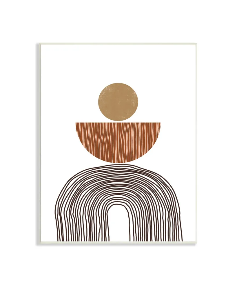 Stupell Industries Boho Shapes Stacked Abstract Round Curves Brown White Art, 10" x 15" - Multi