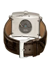 Gevril Men's Avenue of Americas Intravedere Swiss Automatic Italian Dark Brown Leather Strap Watch 44mm - Silver