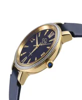 Gevril Women's Genoa Swiss Quartz Italian Blue Leather Strap Watch 36mm - Gold