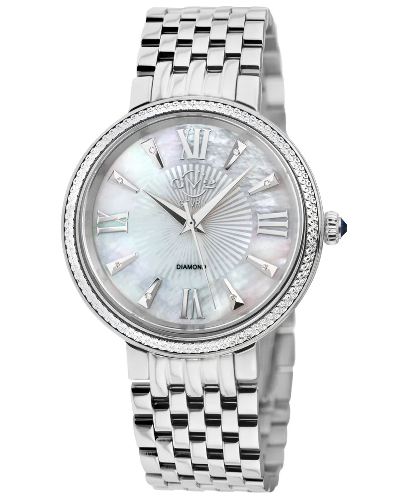 Gevril Women's Genoa Swiss Quartz Silver-Tone Stainless Steel Bracelet Watch 36mm - Silver