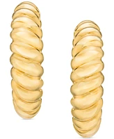 Polished Croissant Twist Small Hoop Earrings in 14k Gold-Plated Sterling Silver, 18mm