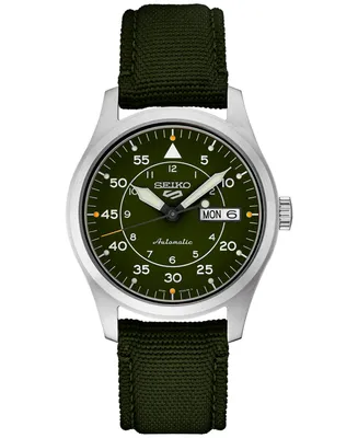 Seiko Men's Automatic 5 Sports Green Nylon Strap Watch 39mm