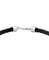 Effy Men's Black Spinel Leather Cord Bracelet (1-1/3 ct. t.w.) Sterling Silver