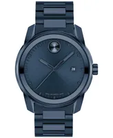 Movado Men's Swiss Bold Verso Blue Ion-Plated Steel Bracelet Watch 42mm