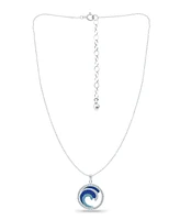 Giani Bernini Crystal Ocean Waves Circle Pendant Sterling Silver Necklace