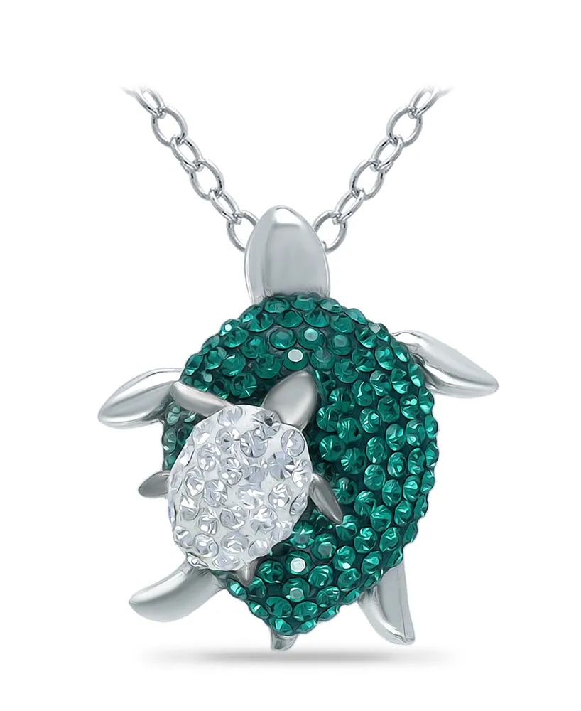 Giani Bernini Crystal Mother- Baby Turtle Sterling Silver Necklace