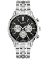 Bulova Men's Chronograph Classic Stainless Steel Bracelet Watch 42mm - Silver