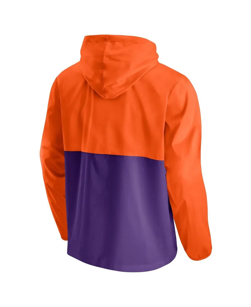 Men's Fanatics Orange and Purple Clemson Tigers Thrill Seeker Half-Zip Hoodie Anorak Jacket
