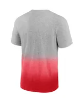 Men's Fanatics Heathered Gray and Red Wisconsin Badgers Team Ombre T-shirt