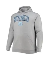 Men's Champion Heather Gray North Carolina Tar Heels Big and Tall Arch Over Logo Powerblend Pullover Hoodie