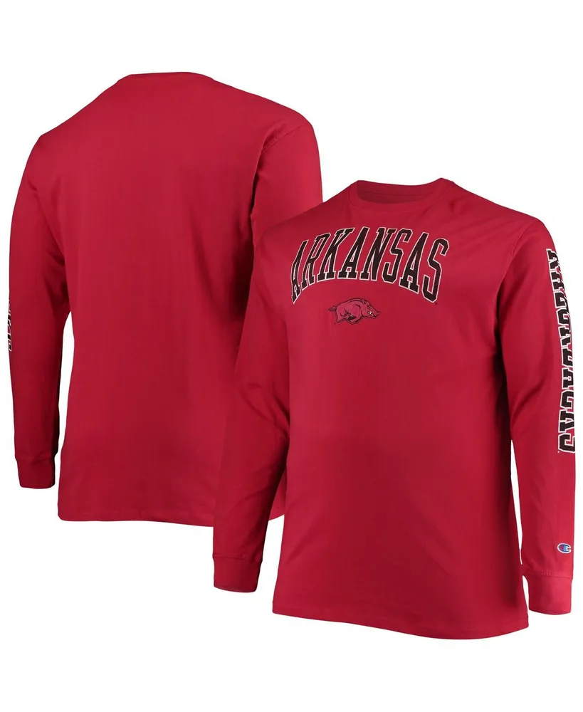 Men's Champion Cardinal Arkansas Razorbacks Big and Tall 2-Hit Long Sleeve T-shirt