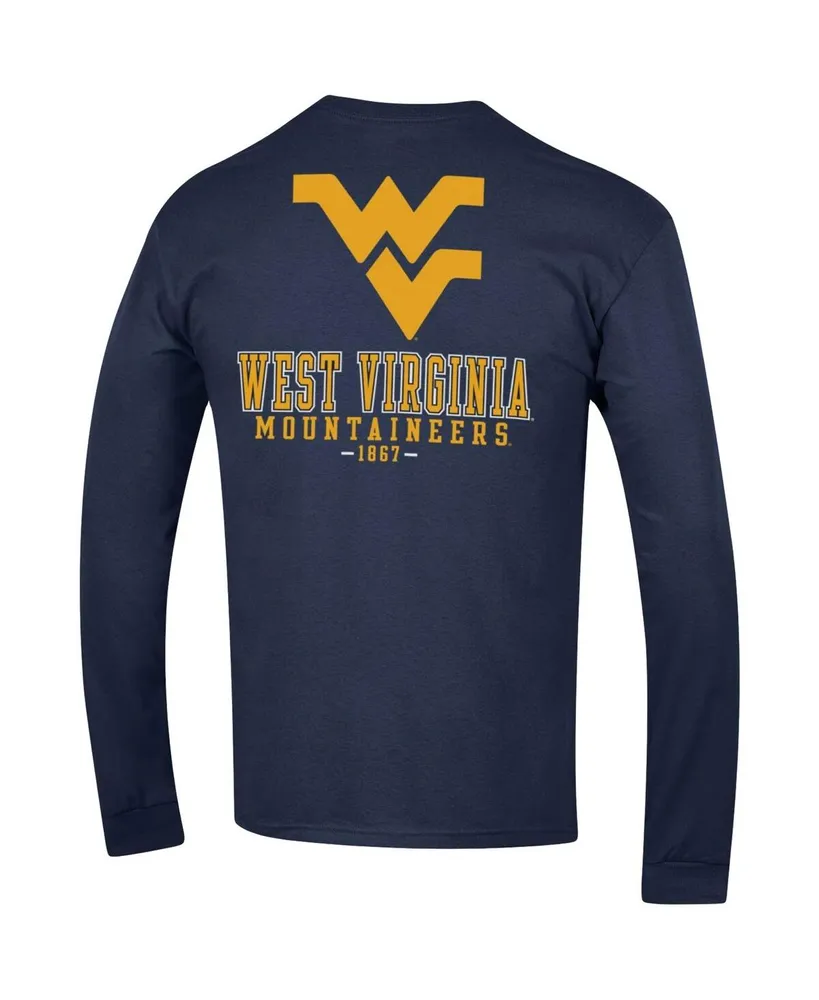 Men's Champion Navy West Virginia Mountaineers Team Stack Long Sleeve T-shirt