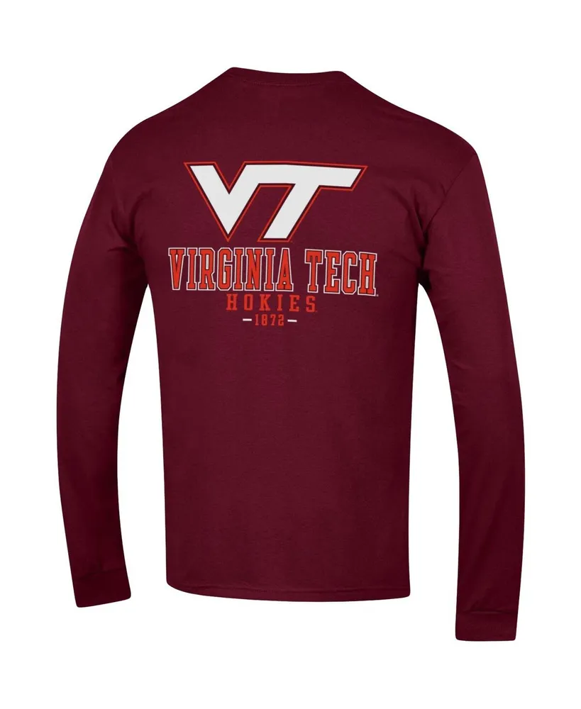 Men's Champion Maroon Virginia Tech Hokies Team Stack Long Sleeve T-shirt