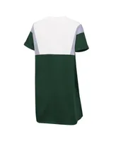 Women's G-iii 4Her by Carl Banks Green and White Michigan State Spartans 3rd Down Short Sleeve T-shirt Dress