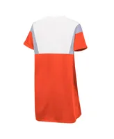 Women's G-iii 4Her by Carl Banks Orange and White Clemson Tigers 3rd Down Short Sleeve T-shirt Dress