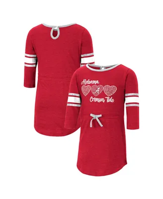 Toddler Girls Colosseum Heathered Crimson Alabama Tide Poppin Sleeve Stripe Dress