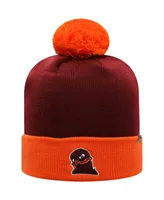Men's Top of the World Maroon and Orange Virginia Tech Hokies Core 2-Tone Cuffed Knit Hat with Pom